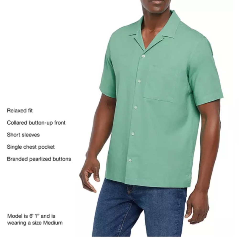 Gap Men's Short Sleeve Button-Up Relaxed Fit Linen‎ Shirt Size XXL